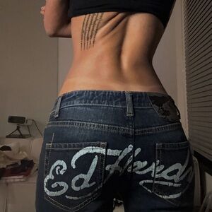 Ed Hardy Vintage Low Rise Flares with White Print